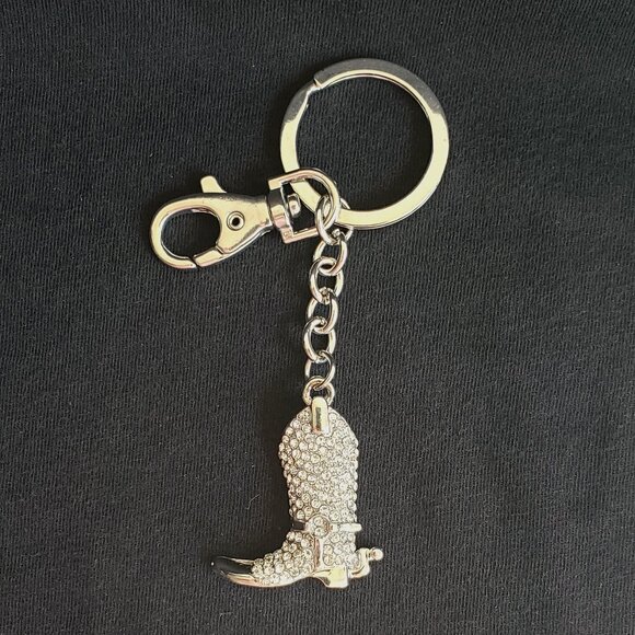 Cowboy Boot Keychain/Charm - Crystal - Picture 1 of 2